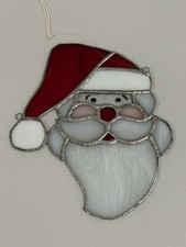 Stained Glass Santa Claus Face Suncatcher - 8.5  