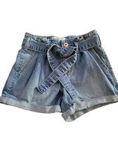 Girls Abercrombie Kids Size 9/10 Midi Jean Shorts Pleated With Belt