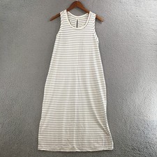 Old Navy Dress Womens M Shift Midi Sleeveless Striped Stretch Casual White