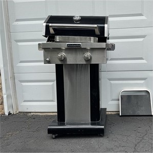 KitchenAid Portable 2-Burner Gas Grill Black/Silver Stainless Steel w/ Cover