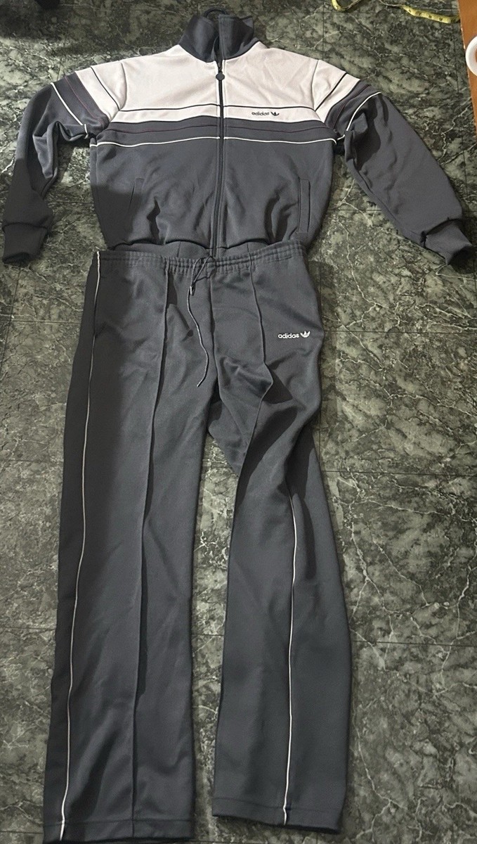 Vintage Adidas Track Suit Jacket Pants Jump Suit Run DMC 3 Stripes