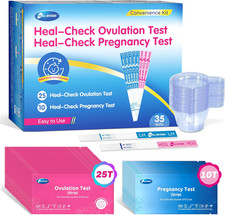 25 Ovulation Test Strips and 10 Pregnancy Tests with 35 Urine Cups, Fertility Te