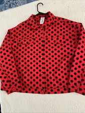 Disney Minnie Mouse Red polkadot Jean Jacket Organic Cotton SZ 2 XL New