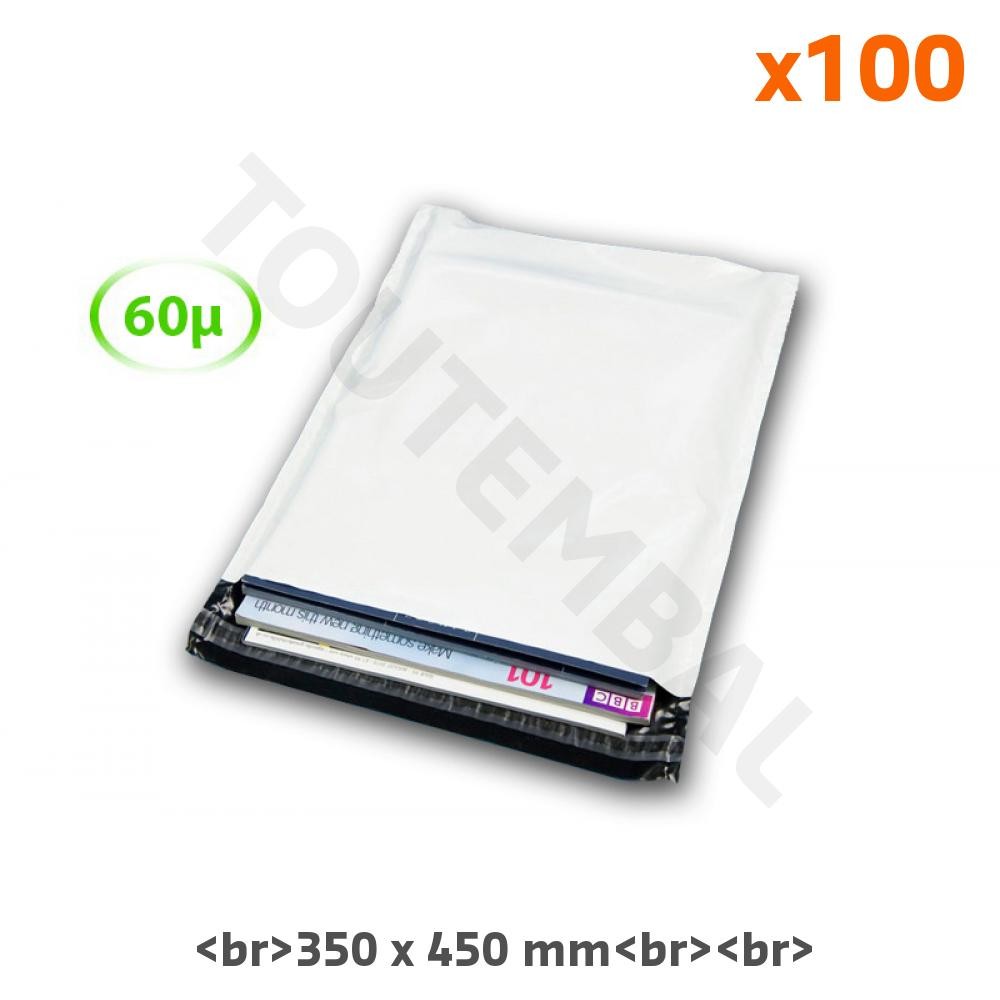 Enveloppe plastique expédition pochette emballage postale 350x450 lot 100