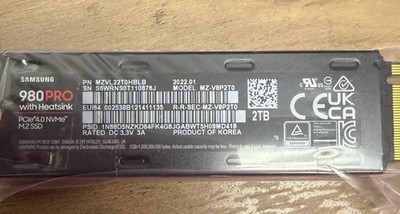 Samsung 980 PRO 2TB PCIe 4.0 NVME M.2 SSD with heatsink MZVL22T0HBLB