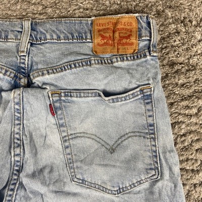 Levi's 511 Jeans Mens 36x32 Blue Denim Light Wash Slim Straight Distressed Faded
