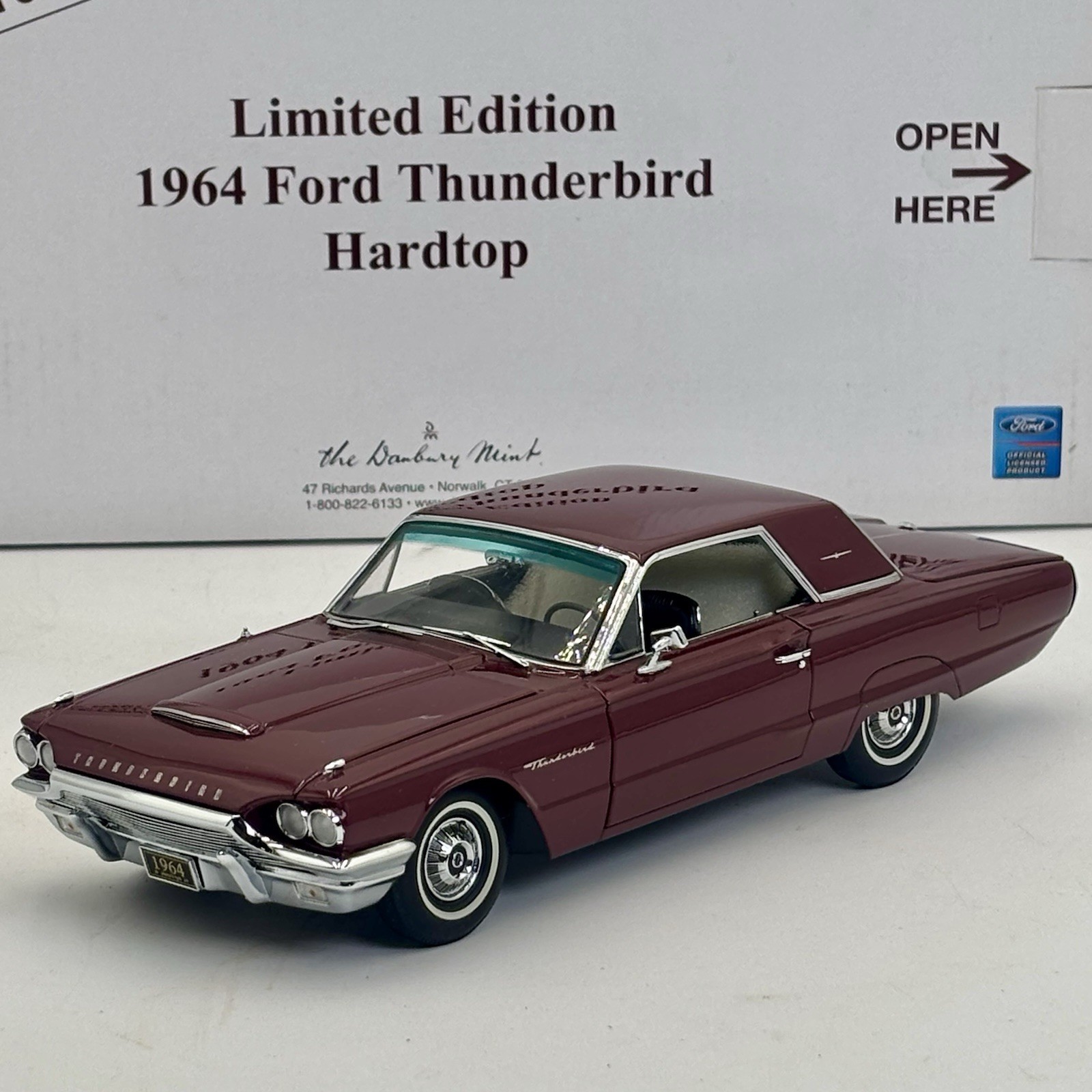 Danbury Mint Limited Edition 1964 FORD Thunderbird Burgandy Hardtop BOX