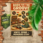 Vinyl Records Music Lover Print 8x12 Vintage Metal Tin Sign Wall Art
