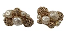 Vintage Kramer Faux Pearl Earings Clip On Gold Tone Costume Jewelry Signed