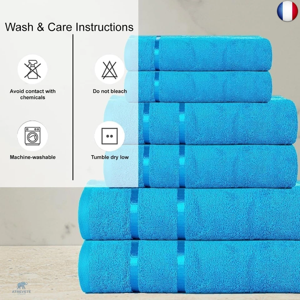 Casa Copenhagen Eternal Ensemble de Serviettes 6 pièces, Bleu Sarcelle, 500  - Photo 3/4