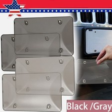 2pcs Waterproof License Plate Cover Bubble Lens Universal Car Truck Grayblack