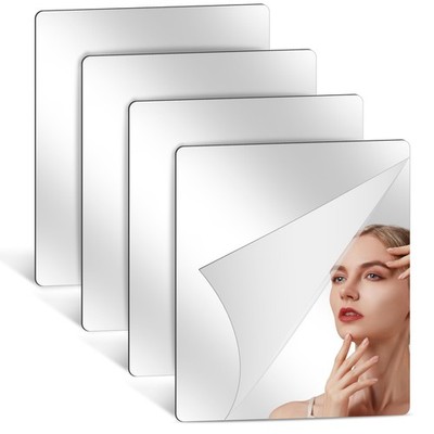 4PCS Self Adhesive Acrylic Mirror, 12×12 Flexible Plastic Mirror Sheets, 2MM ...