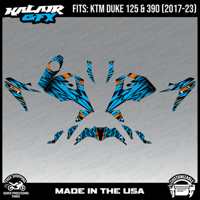 Graphics kit for KTM Duke 125, Duke 390 (2017-2023) Twitch Series - Cyan