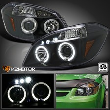 Black Fits 2005-2010 Chevy Cobalt 07-09 Pontiac G5 Led Halo Projector Headlights Black Fits 2005-2010 Chevy Cobalt 07-09 Pontiac G5 Led Halo Projector Headlights