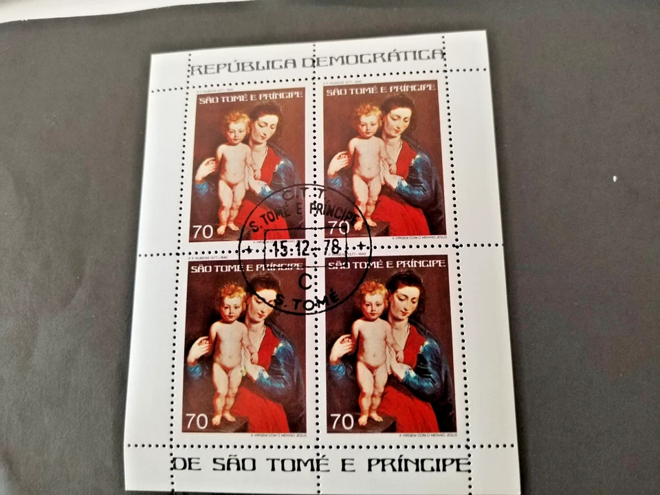 5 PLANCHES DE 4 TIMBRES ÉMIS PAR SAO-TOMÉ-ET-PRINCIPE 1977 TABLEAUX - Photo 3/3
