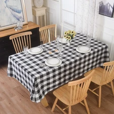 2 Pack Waterproof Polyester Fabic Rectangle Checkered Tablecloth，60X84 Outdoor T