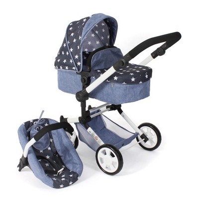 Bayer Chic 2000 Puppen Kombi-Puppenwagen LINUS Sternchen navy TOP