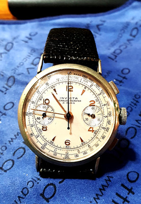 Vintage 1959c INVICTA Con VALJOUX Cal22 Chronograph - Bicompax - Watch - Steel