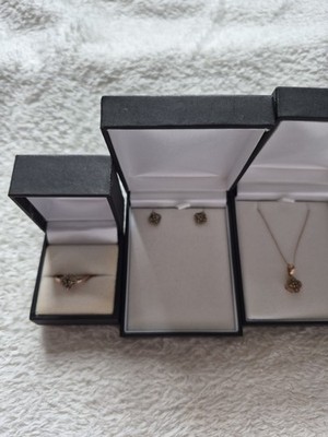 Trio-Set 9 kt mehrfarbiger & weißer Diamant