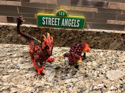 Schleich Eldrador Fire Bull & Dragon Lava Figures