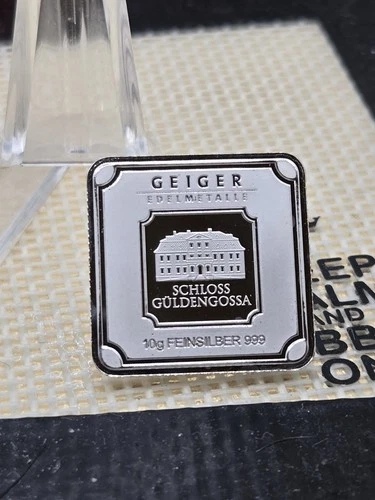 Geiger 10 Grams .999 Fine Silver Bar - Original - No Assay - BU FRACTIONAL OZ 30