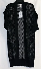 Time and Tru Women's Crochet Layering Duster Open Front Black Size S-M  NWT!!