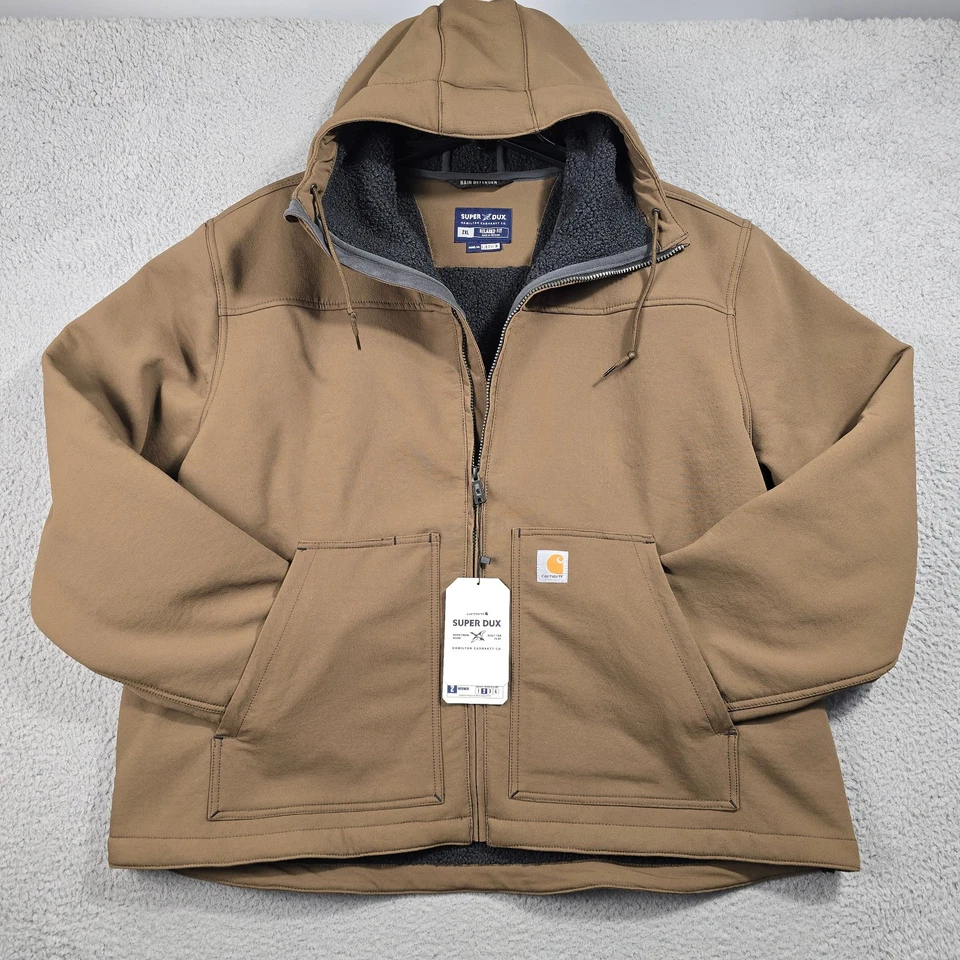 Carhartt HOODED Sherpa Jacket MENS 2XL XXL Brown OUTDOOR Midweight RAIN NWT - Image 2 of 4