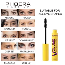 PHOERA Volumizing Waterproof Mascara False Lash Effect Fiber Curling Vegan