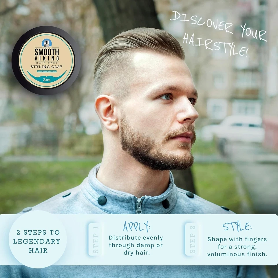 Argila de cabelo masculina | Pomada de argila viking lisa para acabamento fosco e fixação forte (2 - Imagem 4 de 4