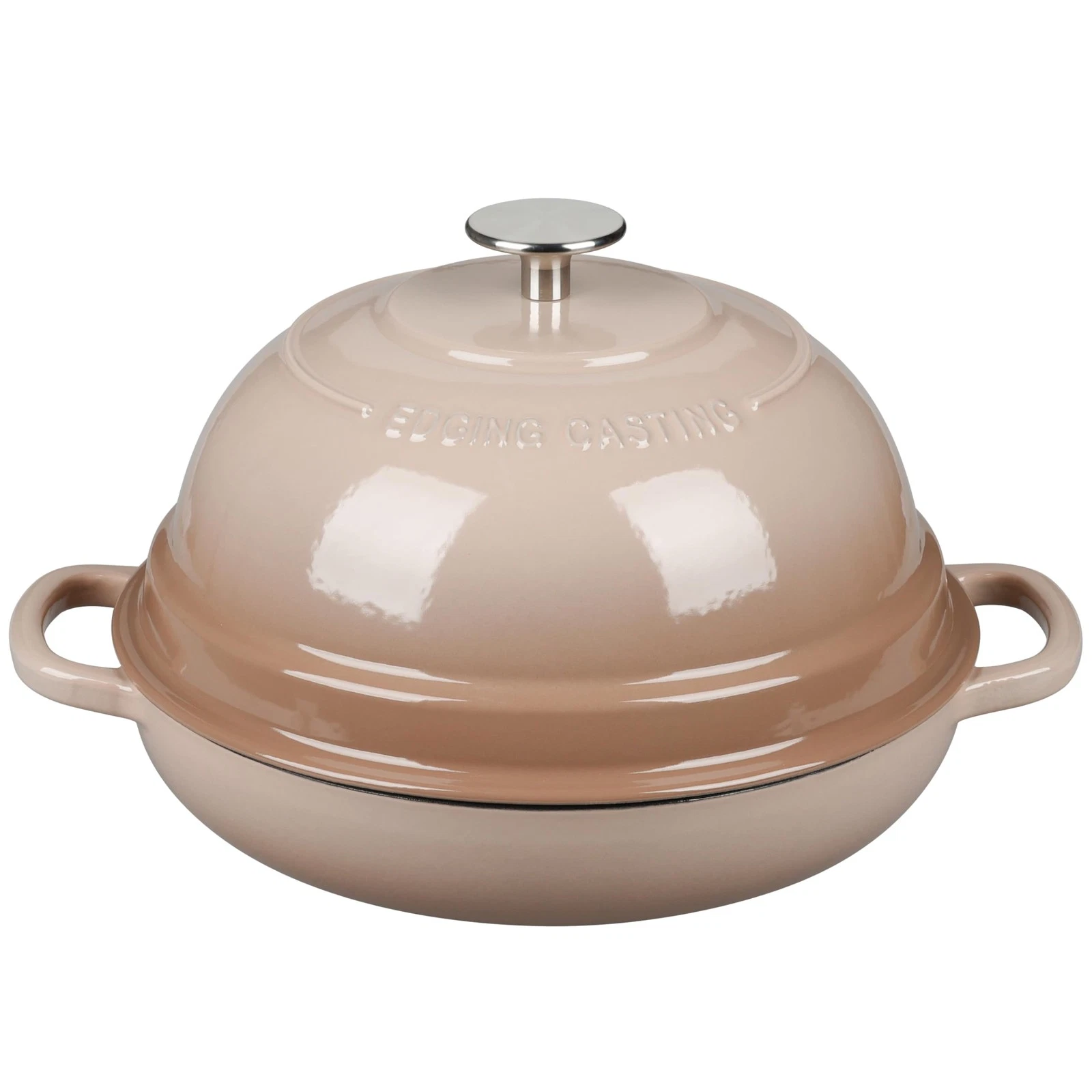 EDGING CASTING Enameled Cast Iron Dutch Oven Pot with Lid, Round Bread Mocha