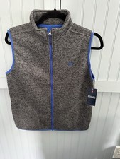 NWT Chaps Heathered Gray with Blue Trim Zippered Fleece Vest Boys Size 14-16