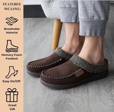 Dearfoams Men  s Brendan Indoor/Outdoor Breathable Memory Foam Clog M 9-10 Coffee