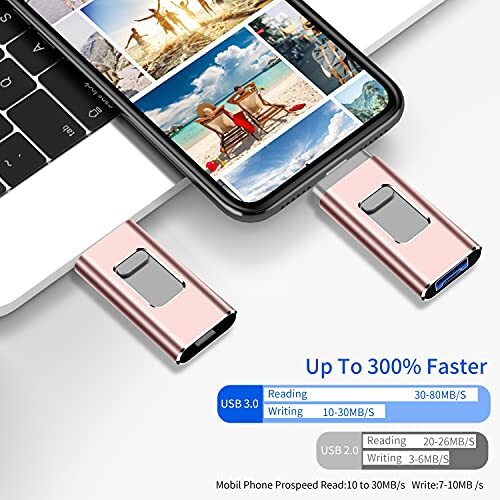 Clé Flash 2 To 1 To 3 en 1 USB3.0 mémoire clé photo pour iPhone Android ordinateur portable PC - Photo 3/17