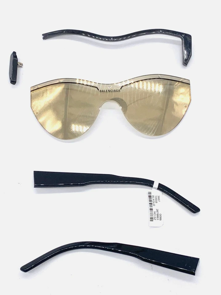 Óculos de sol feminino Balenciaga BB0004S 006 US$ 450 escudo preto dourado 99/01/145