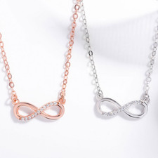 Infinity Eternity Love Forever Crystal Designer-Style 8 Symbol Necklace Gift E5