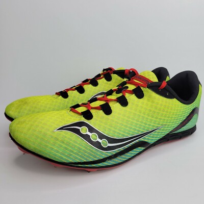 Saucony Mens Vendetta Track Spike Racing Shoe Citron Green Red US Size 