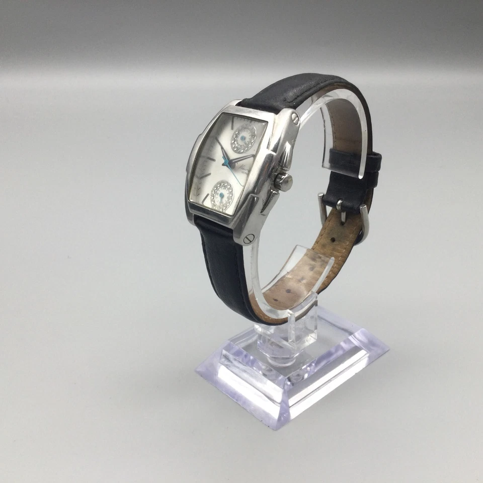 Reloj Kenneth Cole Mujer 29mm Tono Plateado Fecha Correa Cuero Negro Batería Nueva Foto 4 de 4