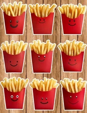 French Fries Die Cut Vinyl Stickers Set Scrapbooking Laptop Waterbottle 