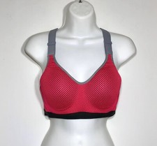 Victoria's Secret Sports Bra 32D VSX Sport Pink Mesh Padded Soft Wired Racerback