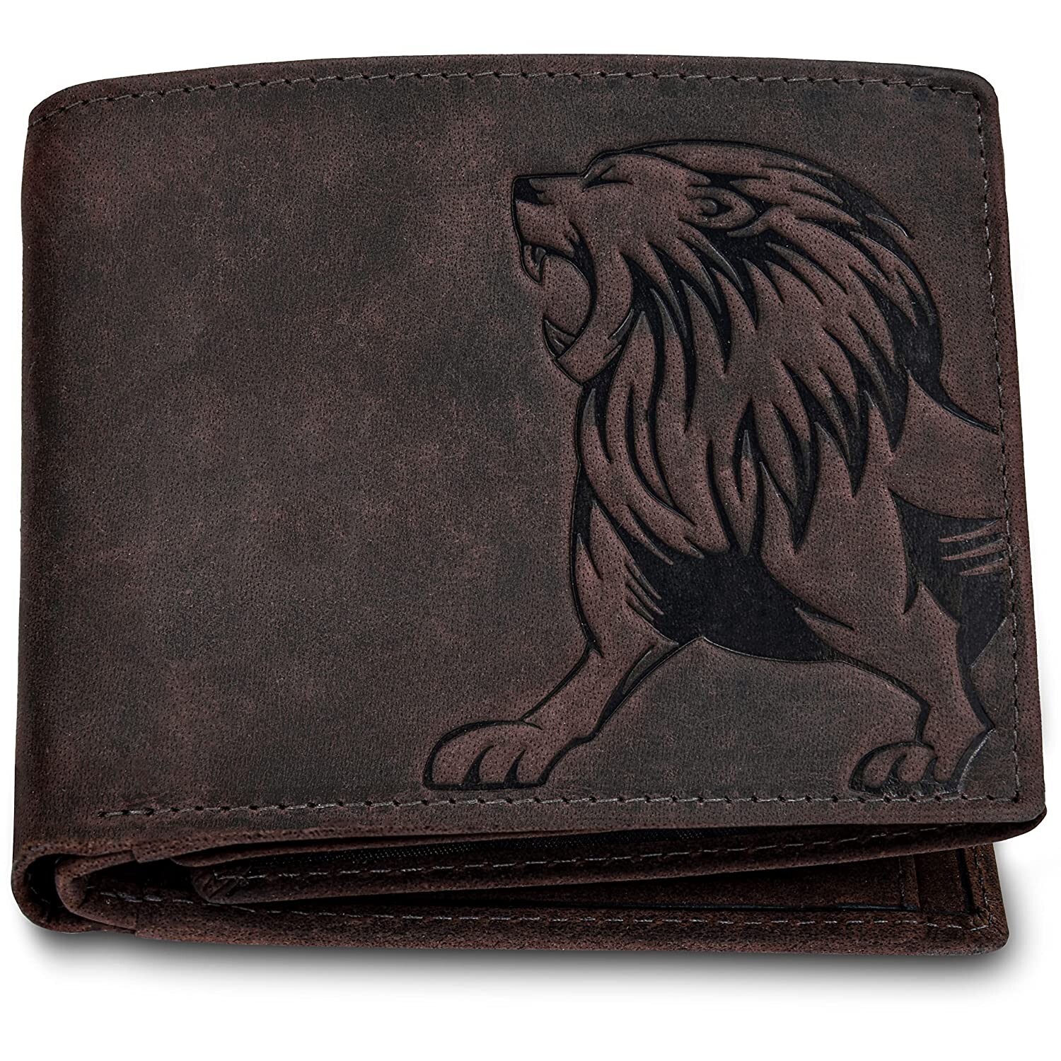 Vintage Brown RFID Blocking Genuine Leather Bi-Fold Wallet for Men-image