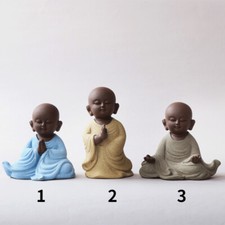 UK 1pc Small Monk Buddha Statue Ornament Ceramic Figurine Gift Retro Decor Craft