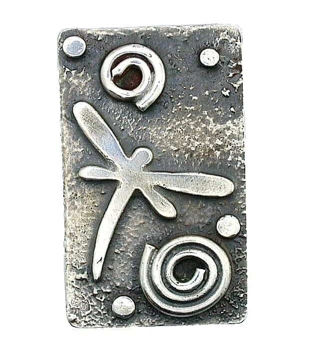 Cordón y punta Navajo 1 7/10 x 1 pulgada libélula esterlina petroglih bolo EBS8847 Foto 2 de 4