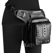 New PU Leather Gothic Steampunk Rock Punk Leg Waist Bags Shoulder Crossbody