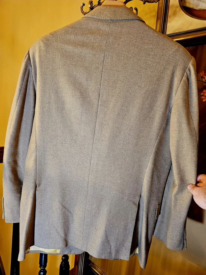 Blazer/abrigo deportivo Kiton Napoli Italia color cachemir tostado/lino de un solo pecho $11,290 Foto 2 de 4