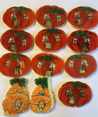 Vtg 70's Tupperware Easy Crisp PROMO Sponge LOT Tomato + Pineapple Fresh Lock!