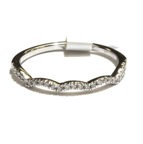 New 14k white gold .15ct SI1 G contour curved diamond wedding band ring 1.4g 7