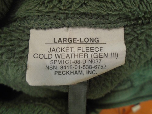 Chaqueta polar verde para clima frío Gen III militar del ejército de Estados Unidos grande larga 2008 170-M - Imagen 11 de 12