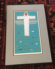 Edie Harper WOW Original Signed Litho Framed MidCentury Modern Religious Art