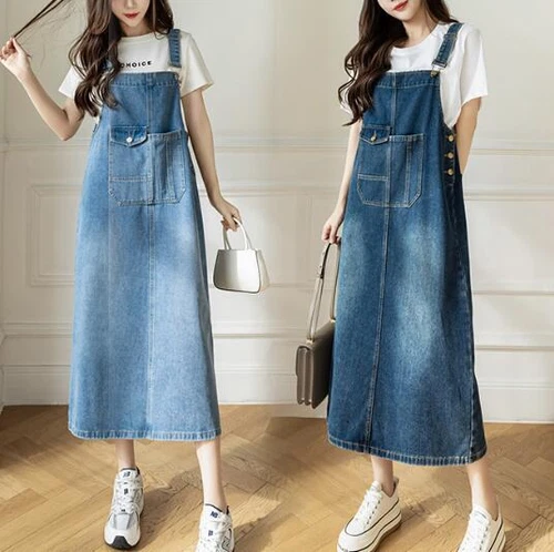 Damen Freizeit Jeansrock Overall Kleid Schürze Straps Latzkleid Geschenk- - Bild 3 von 18