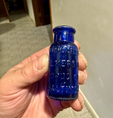 Small Medicine Bottle Bromo Seltzer Baltimore MD Emerson Cobalt 1920s #4 On Base